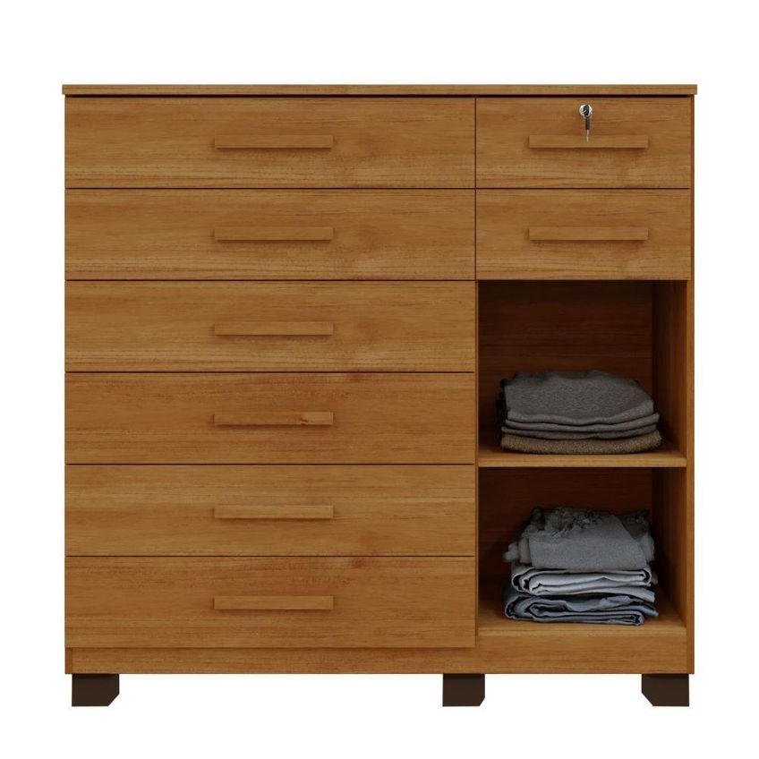 Cômoda New Vitória 1 Porta 8 Gavetas MDP Cinamomo Benetil Móveis - imagem 4