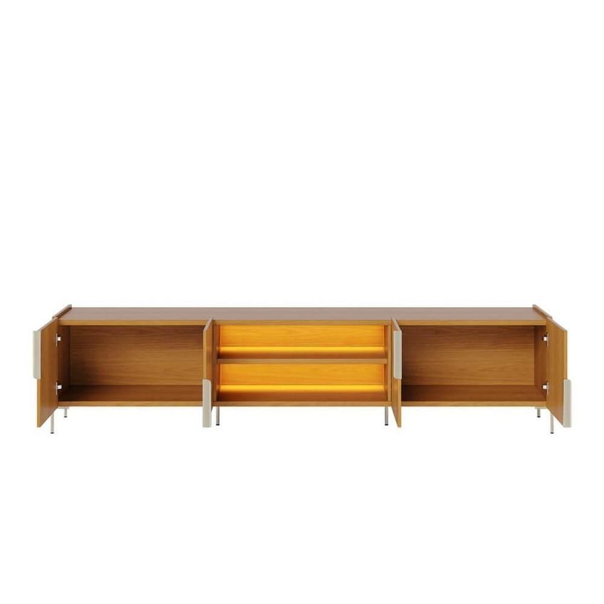 Rack Bancada Maggiore Para TV 85" 240cm MDP com LED Off White Colibri Móveis 4 Portas - imagem 5