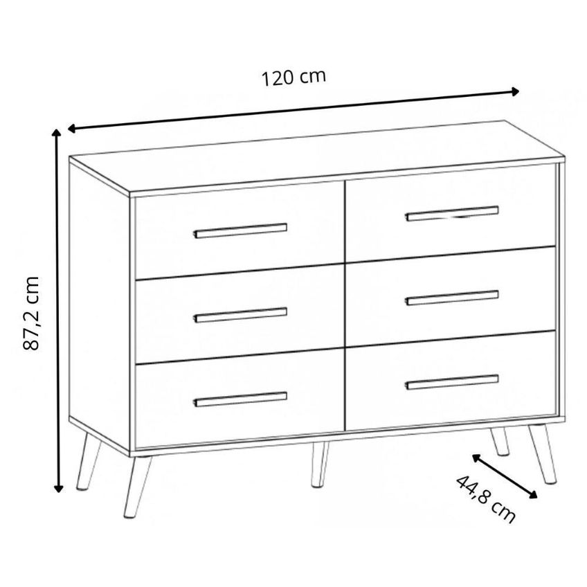 Cômoda Retrô Cr45363 6 Gavetas Mdp Puxador Pvc Mel Grafite Multimóveis 120cm - imagem 3