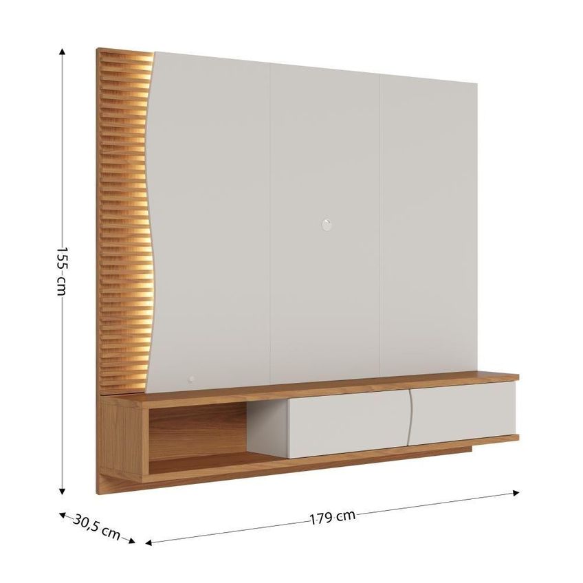 Painel Para TV Egeu 65" 179cm MDF MDP com LED Off White Colibri Móveis - imagem 2