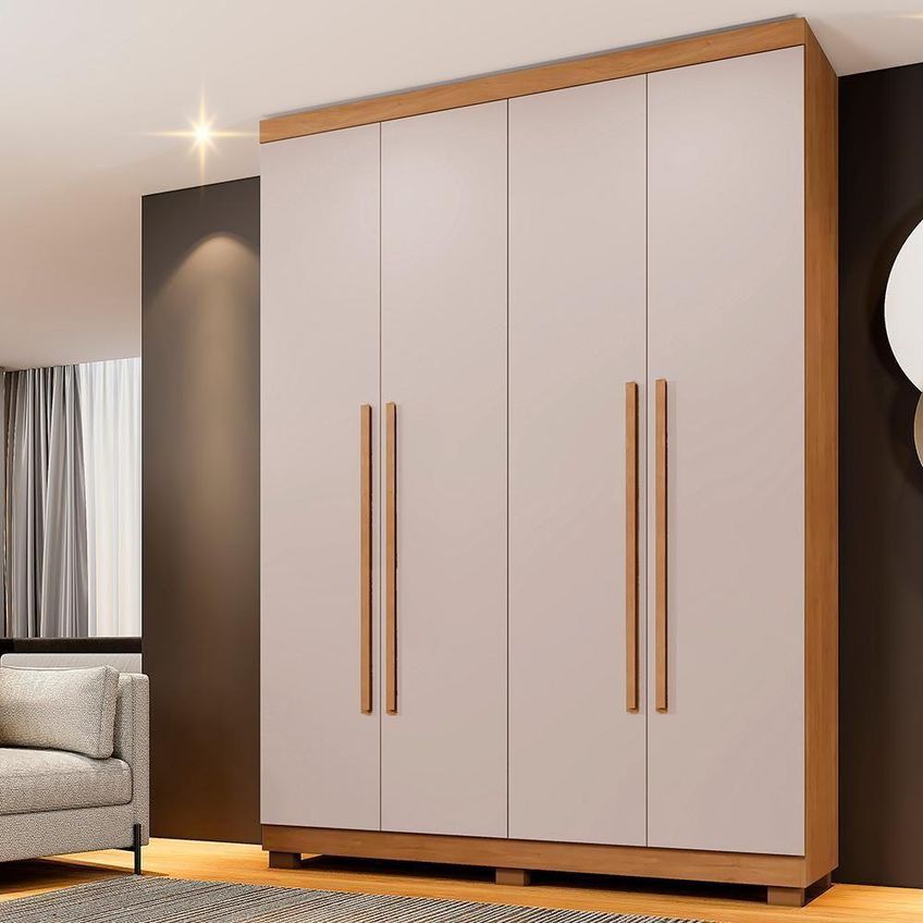 Guarda Roupa Casal New Supremo 4 Portas 3 Gavetas Cinza Off 140cm - imagem 3