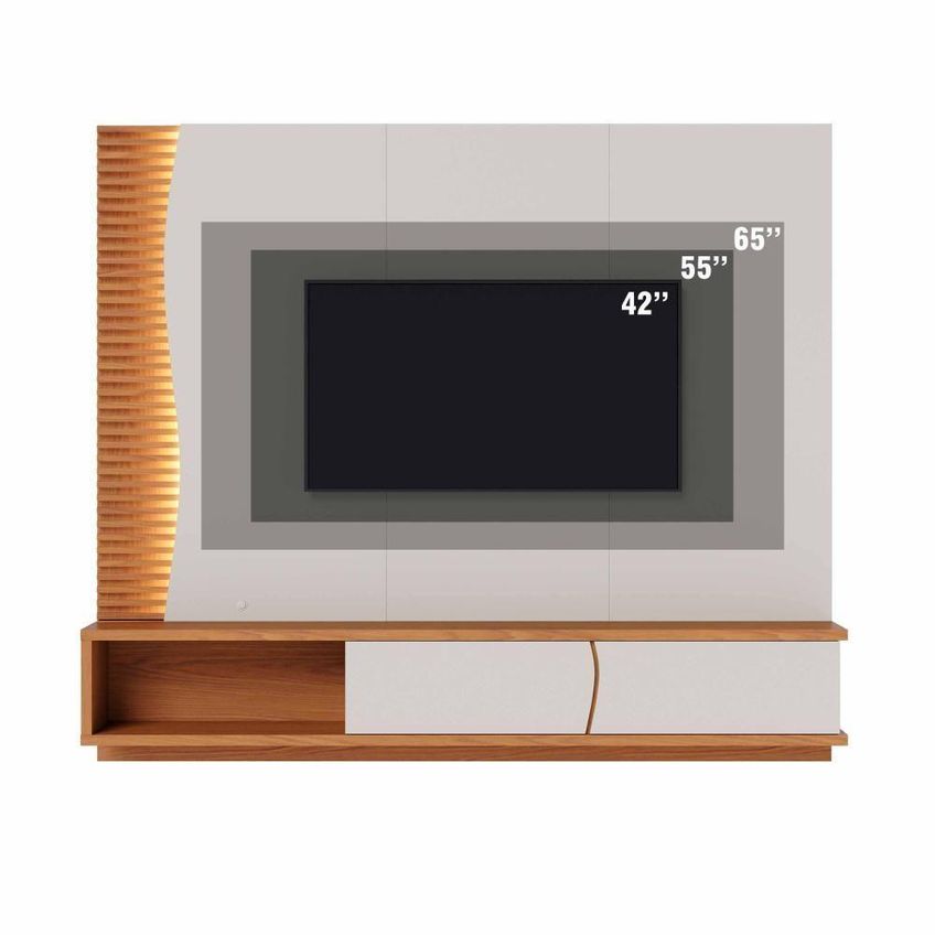 Painel Para TV Egeu 65" 179cm MDF MDP com LED Off White Colibri Móveis - imagem 3