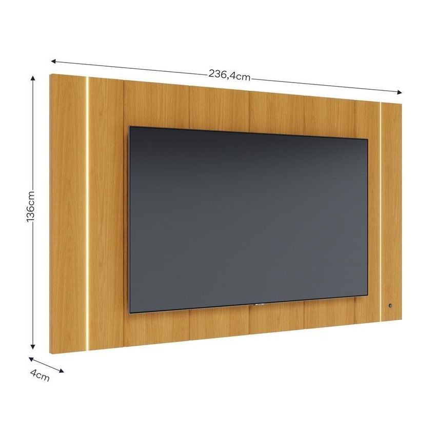 Painel Para TV Até 75" Maggiore 240cm MDF-MDP Com LED Off White Colibri Móveis - imagem 2