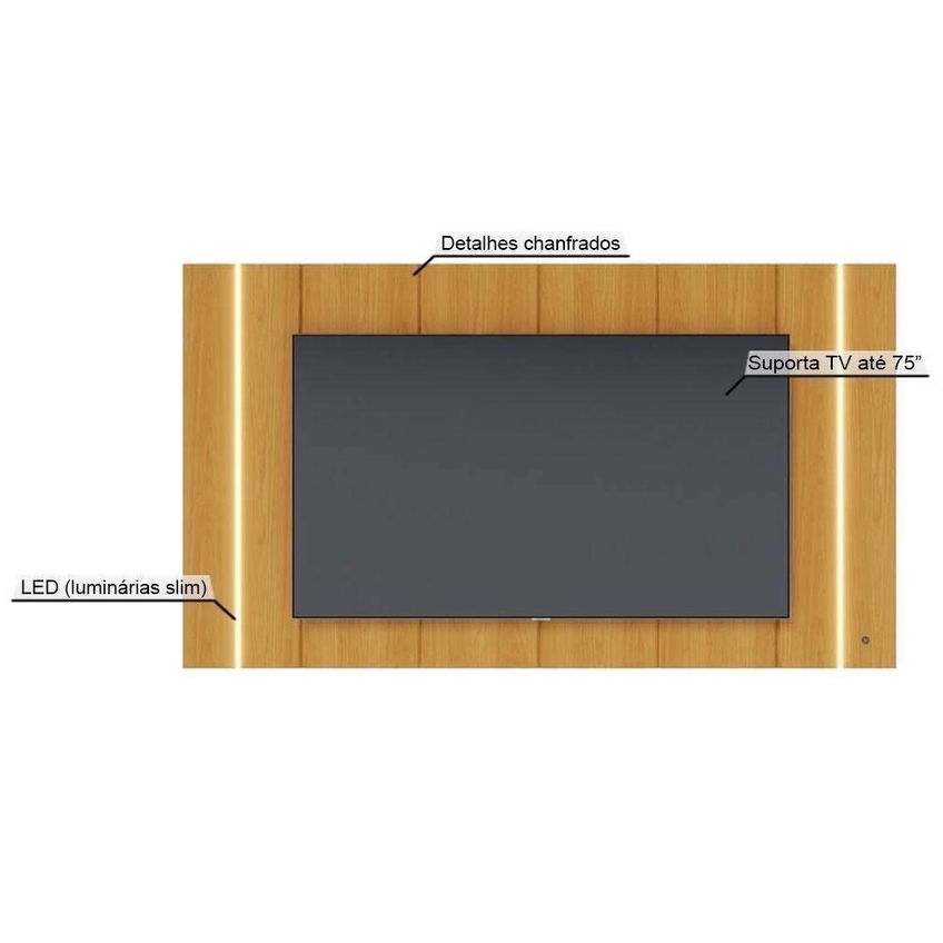 Painel Para TV Até 75" Maggiore 240cm MDF-MDP Com LED Off White Colibri Móveis - imagem 3