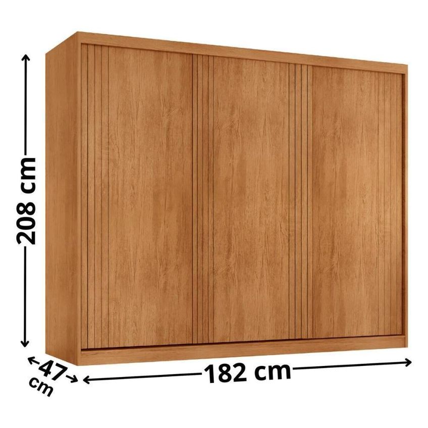 Guarda Roupa Casal Cr35534 3 Portas De Correr 2 Gavetas Mdf Madeirado Multimóveis - imagem 4