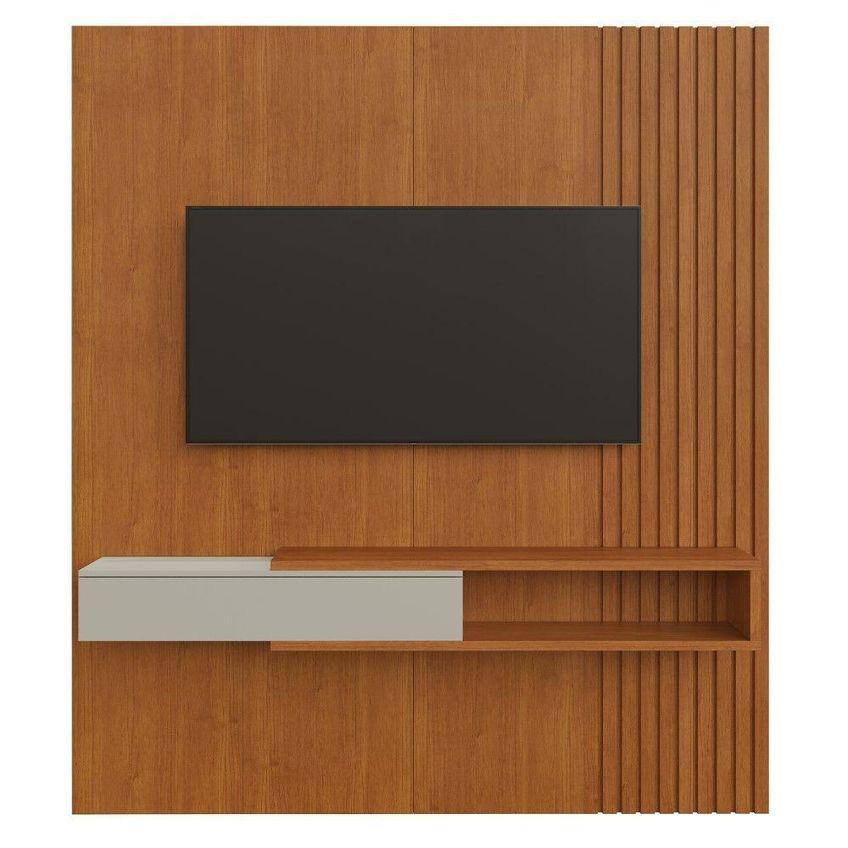 Painel Para TV Ímperium Ripado 65" 182cm MDF com Nicho Off White Mavaular Móveis - imagem 3