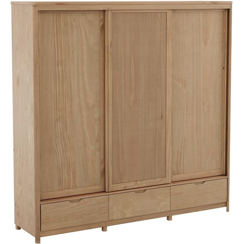 Guarda Roupa Casal Benton F06 3 Portas De Correr 3 Gavetas Madeira Maciça Tauari Lyam Decor - imagem 4