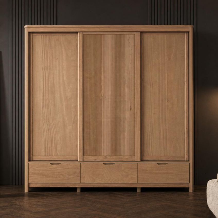Guarda Roupa Casal Benton F06 3 Portas De Correr 3 Gavetas Madeira Maciça Tauari Lyam Decor - imagem 5