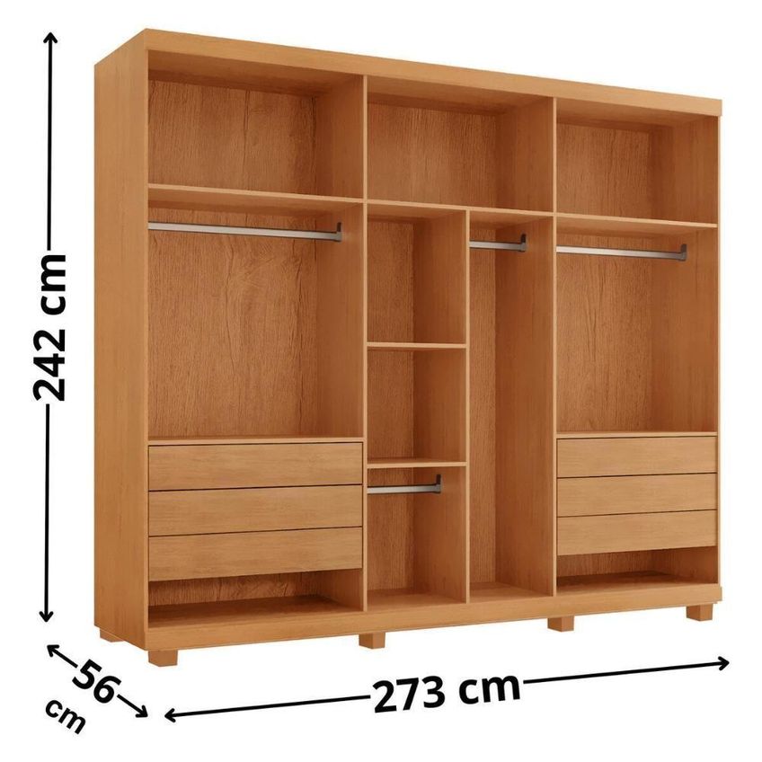 Guarda Roupa Casal Cr35545 6 Portas De Bater 6 Gavetas Mdf Laqueado Madeirado Multimóveis - imagem 4