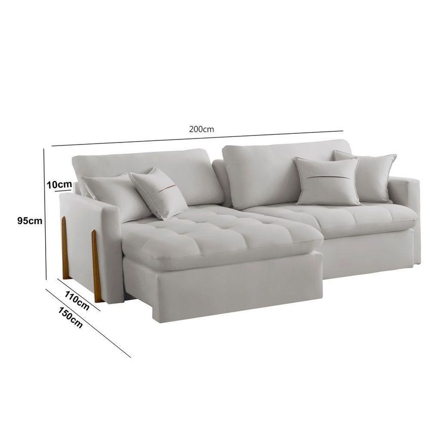 Sofá Cama A304 3 Lugares Retrátil 200cm Cinza Claro Linho Meu Sofá Online - imagem 3