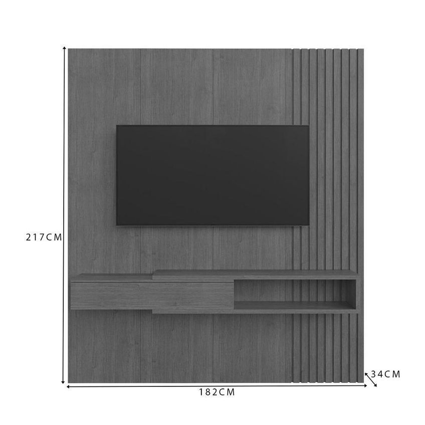 Painel Para TV Ímperium Ripado 65" 182cm MDF Com Nicho Naturalle Mavaular Móveis - imagem 3