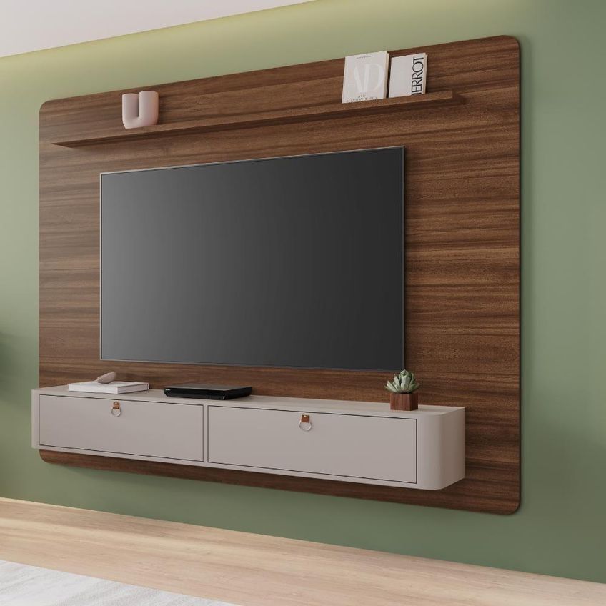 Painel Tito Para TV Até 65" 182cm MDP Com Portas Basculantes Café Tito - imagem 3
