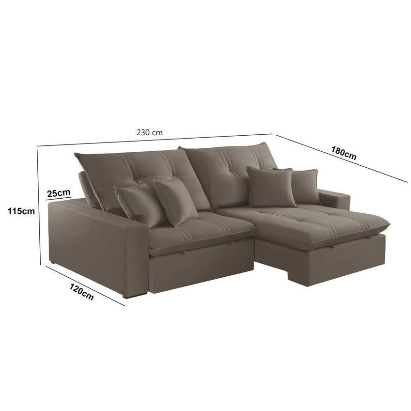 Sofá Com Chaise B002 3 Lugares Retrátil E Reclinável 230cm Creme Meu Sofá Online - imagem 2