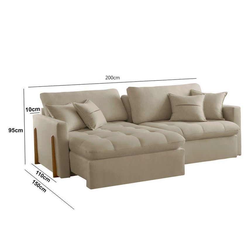 Sofá Cama A226 3 Lugares Retrátil 200cm Bege Linho Meu Sofá Online - imagem 3