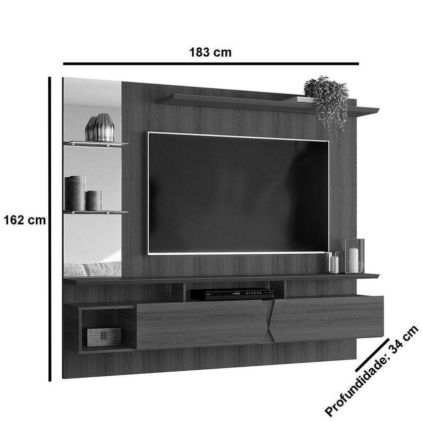 Painel Para TV 55" 183cm MDF-MDP Basculante Off White Lukaliam Móveis - imagem 4