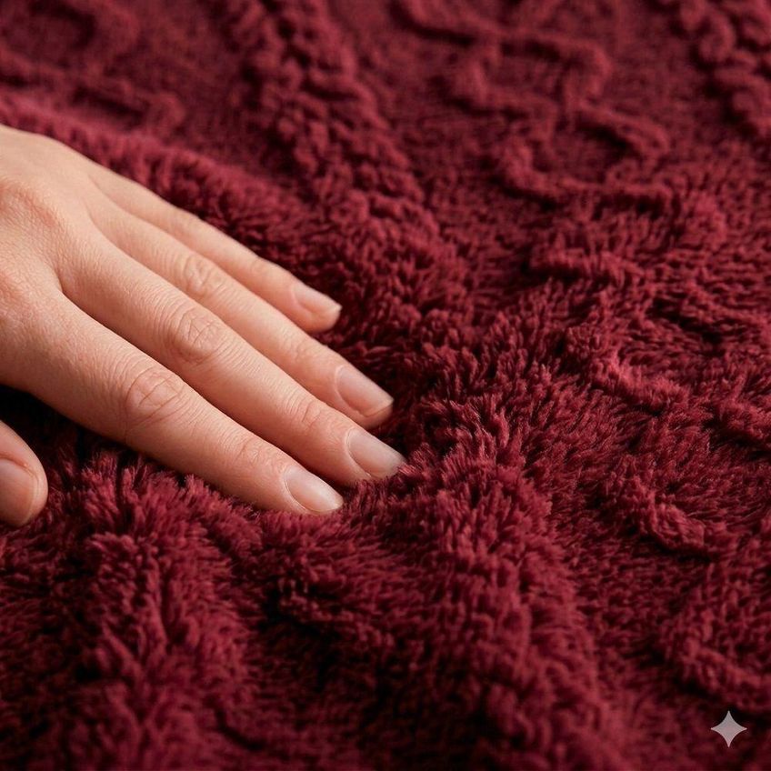 Manta Alto Relevo Queen 220x240cm Sherpa Aconchegante Marsala Lilly Home Enxovais - imagem 3