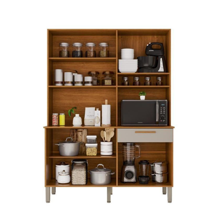 Armário De Cozinha Imperial 5 Portas 1 Gaveta MDF 160cm Cinza - imagem 4