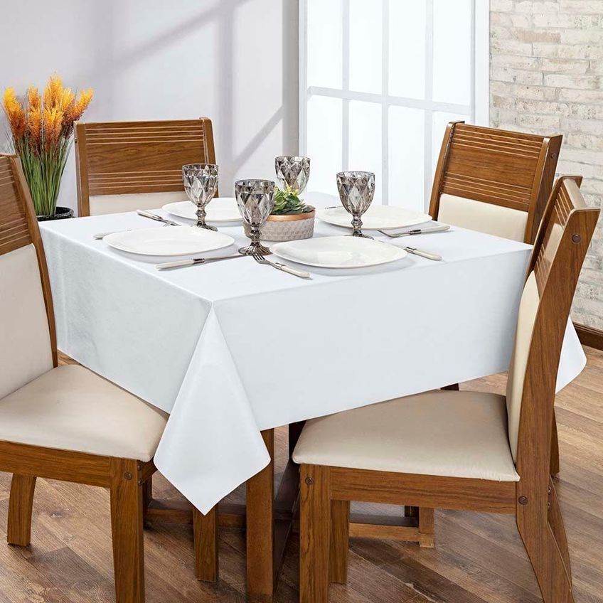 Toalha De Mesa Lisa Térmica 200cm X 140cm Pvc E Polietileno 1 Peça Branco Clara Luz Decora - imagem 4