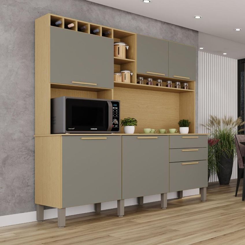 Armário De Cozinha Florença 6 Portas 2 Gavetas Mdf 165cm Topázio - imagem 5