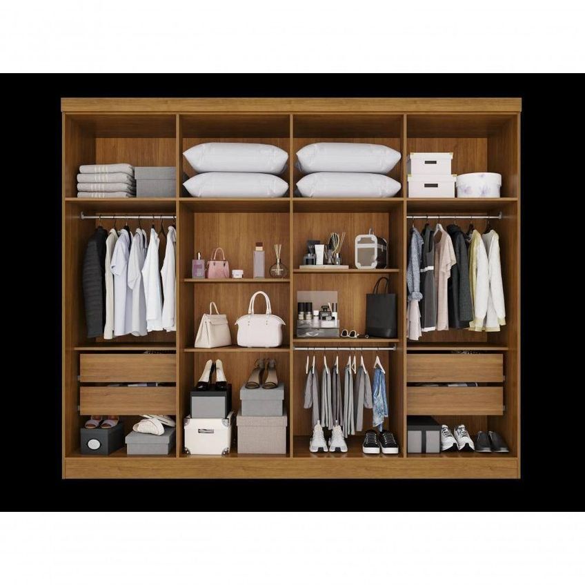 Guarda Roupa Casal Santorini 8 Portas De Bater 2 Gavetas Mdf-mdp Cinamomo Com Corrediças - imagem 2
