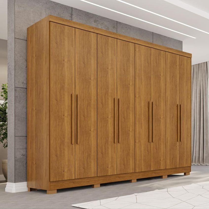 Guarda Roupa Casal Santorini 8 Portas De Bater 2 Gavetas Mdf-mdp Cinamomo Com Corrediças - imagem 3