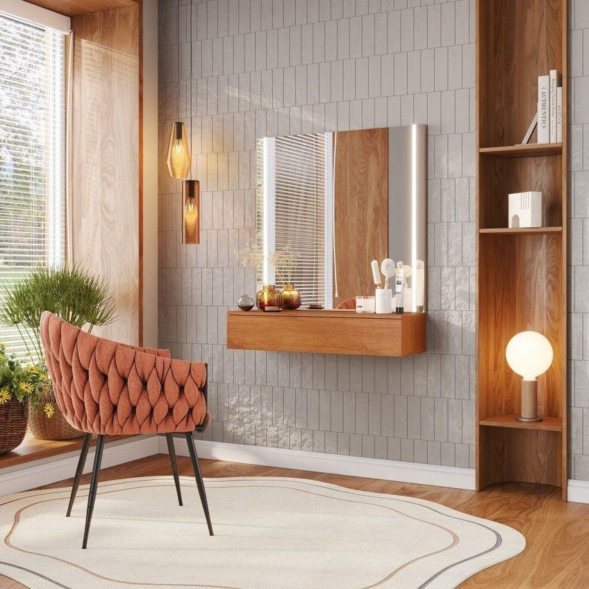 Camarim Imperus 1 Gaveta Com Espelho Led Mdf Amadeirado Mavaular Móveis - imagem 4