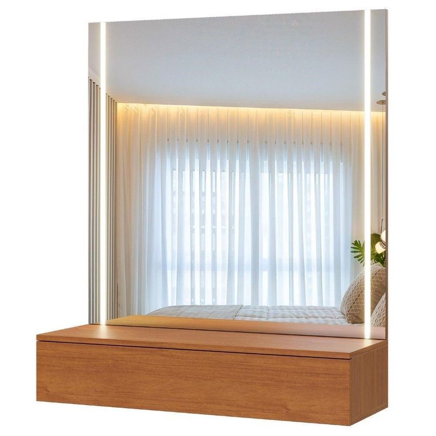 Camarim Imperus 1 Gaveta Com Espelho Led Mdf Amadeirado Mavaular Móveis - imagem 5