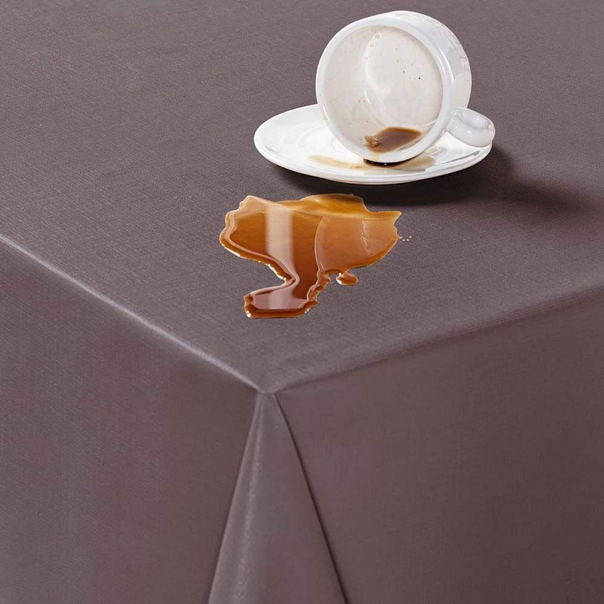 Toalha De Mesa Lisa Térmica Impermeável Em PVC E Polietileno 140cm X 140cm 01 Peça Marrom - imagem 3