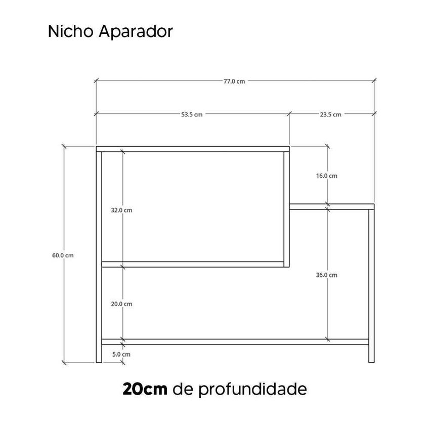 Rack Para TV Girona 55" 77cm MDP Com Prateleiras Preto Mercado Das Prateleiras - imagem 4