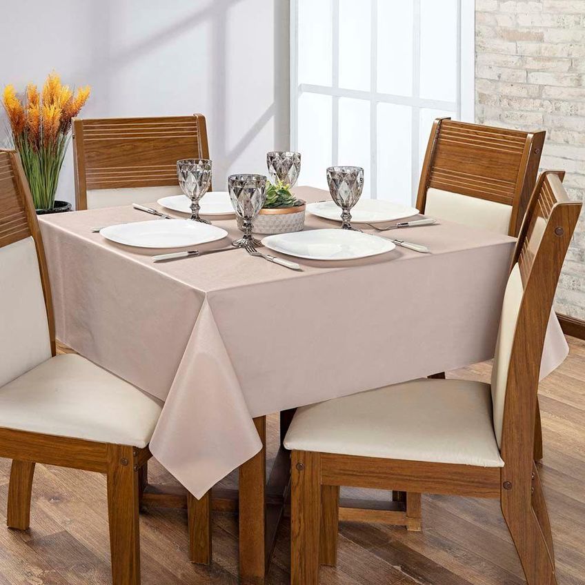 Toalha De Mesa Lisa Térmica Impermeável Em PVC E Polietileno 2,50m X 1,40m 01 Peça Avelã - imagem 3