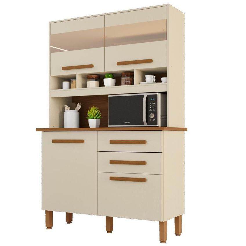 Cozinha Sara Frison 4 Portas 2 Gavetas Mdp Mdf 115cm Amadeirado Sara Enxovais - imagem 3