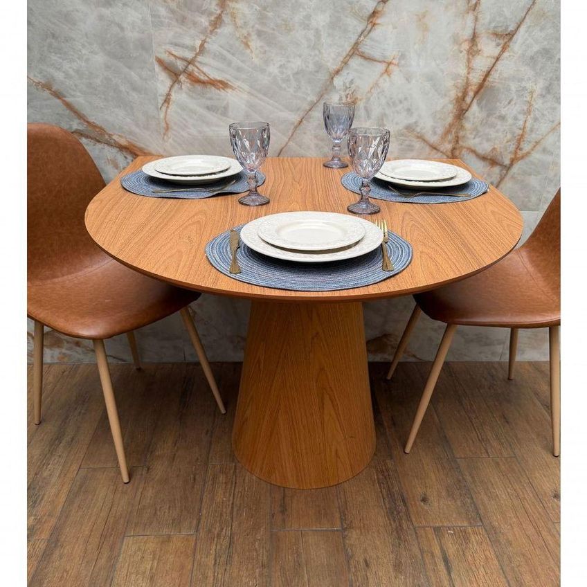Mesa De Jantar Mel Cone 4 Lugares Redonda Mdf 120x110cm Modelar Art Moveis - imagem 3