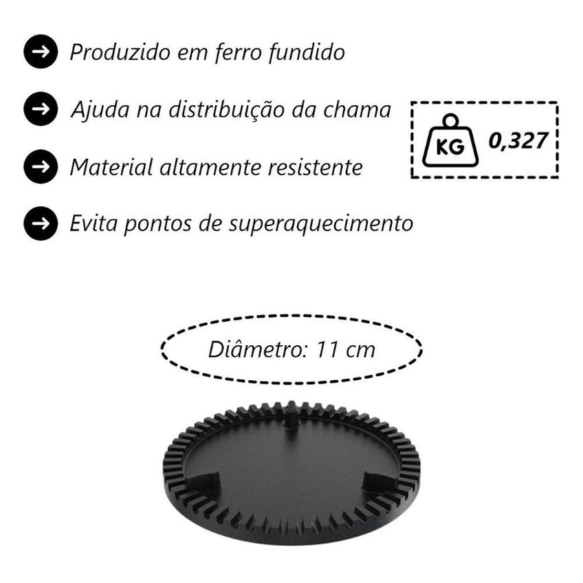 Queimador Simples Completo Libaneza N02 Fogão Industrial Ferro Fundido Bivolt Cinza - imagem 3