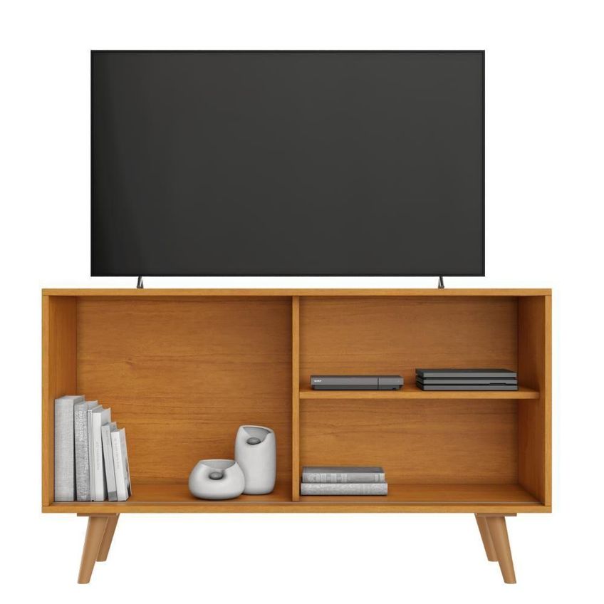 Rack Zeus Para TV 70" 180cm MDP MDF Com Porta Correr Ripada Café Zeus - imagem 2