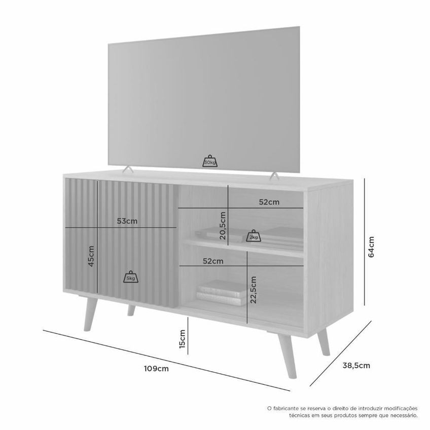 Rack Zeus Para TV 70" 180cm MDP MDF Com Porta Correr Ripada Café Zeus - imagem 4