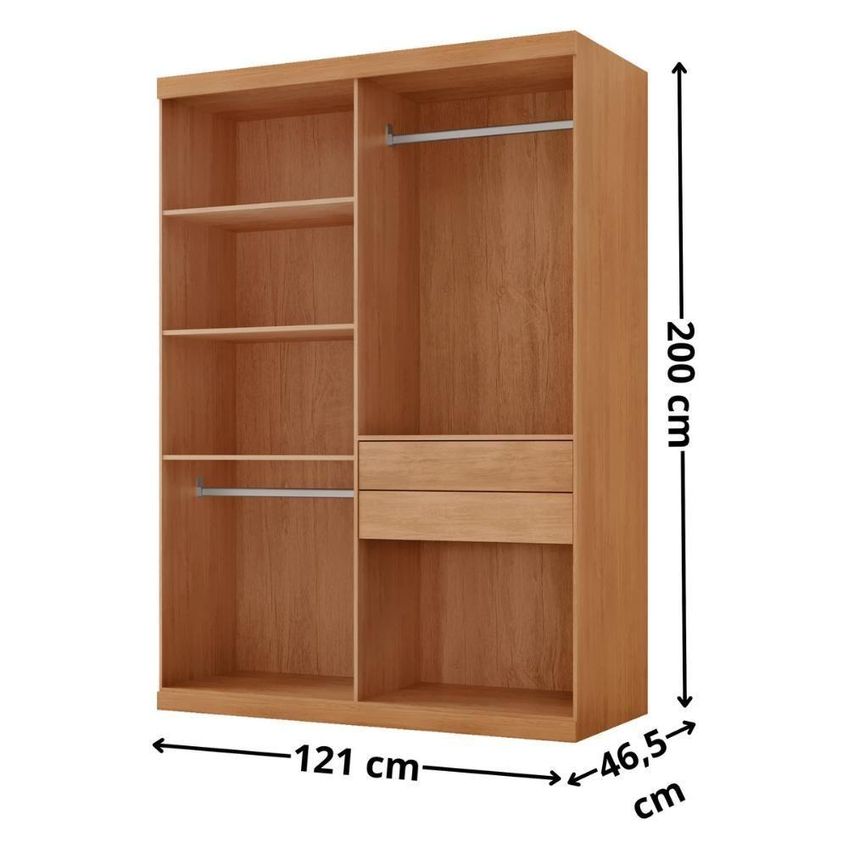 Guarda Roupa Solteiro CR35504 4 Portas De Bater 2 Gavetas MDF Laqueado Madeirado Multimóveis - imagem 3