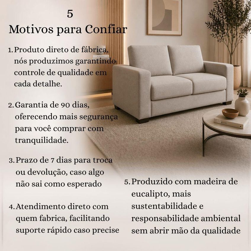 Sofá Namoradeira Moderno 3 Lugares Fixo 200cm Cinza Suede Isa Estofados - imagem 4