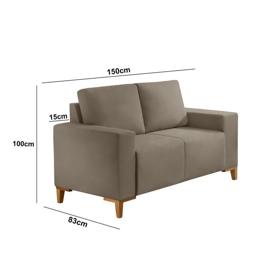 Sofá Milano 2 Lugares Assento Fixo 150cm Caramelo Veludo Meu Sofá Online B002 - imagem 4