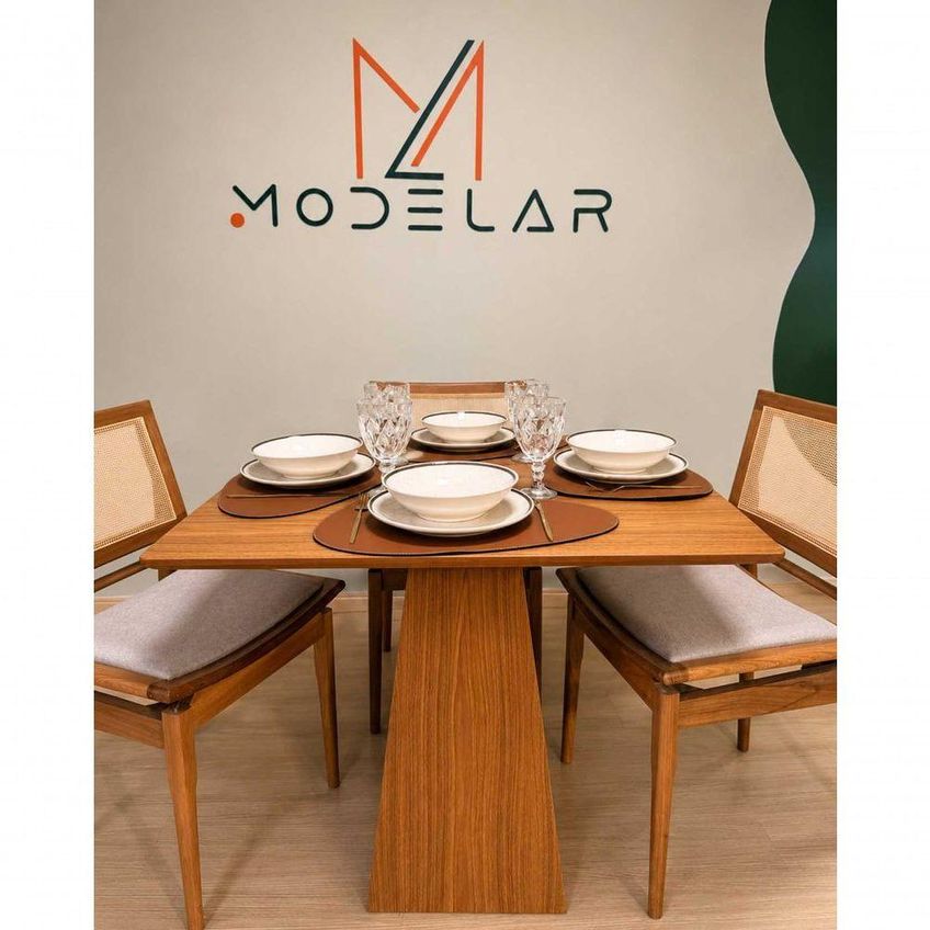 Mesa De Jantar Loft 4 Lugares Quadrada Mdf 130cm Freijó Modelar Art Móveis - imagem 3