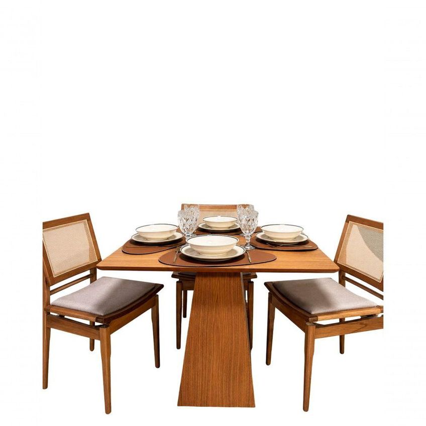 Mesa De Jantar Loft 4 Lugares Quadrada Mdf 130cm Freijó Modelar Art Móveis - imagem 5