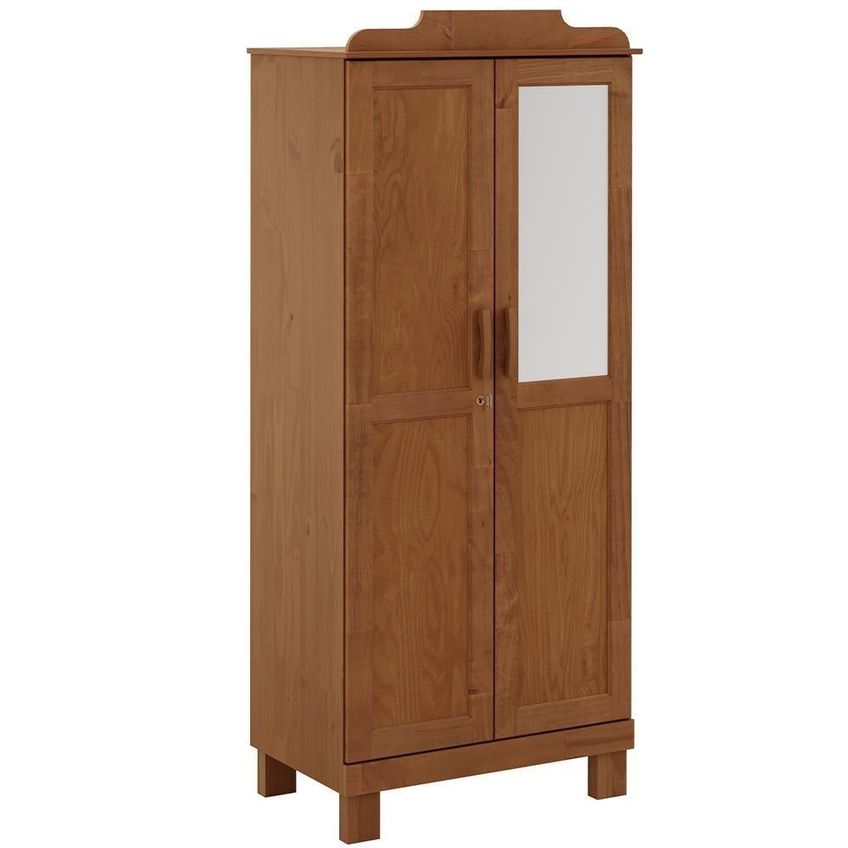 Guarda Roupa Solteiro Lorie F06 2 Portas De Bater 2 Gavetas Madeira Maciça Castanho Lyam Decor - imagem 3