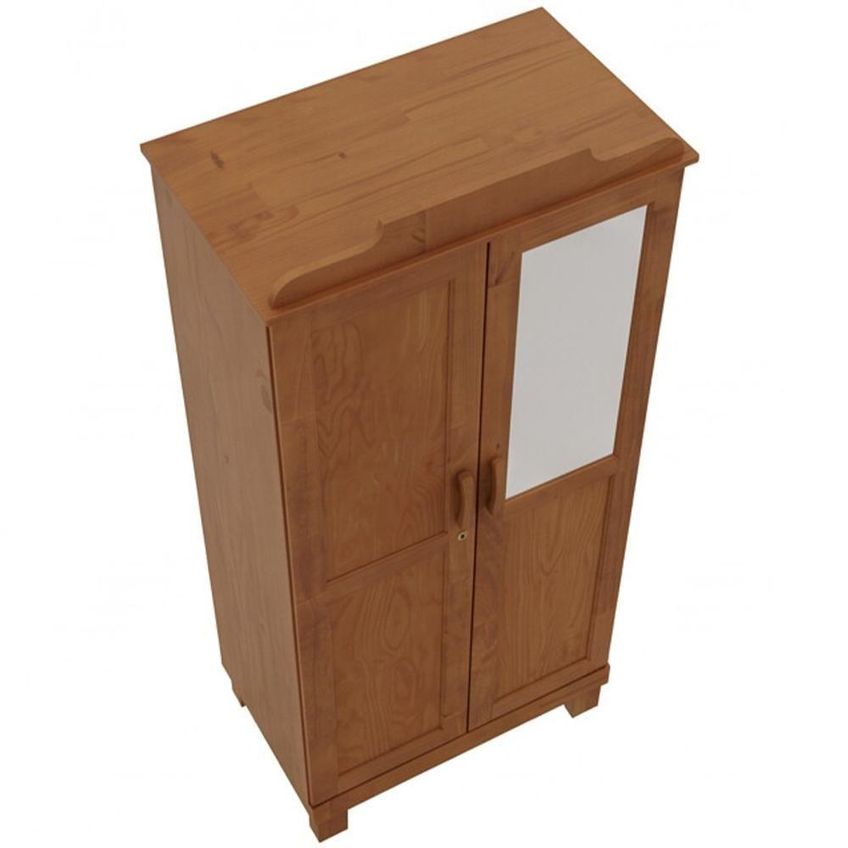 Guarda Roupa Solteiro Lorie F06 2 Portas De Bater 2 Gavetas Madeira Maciça Castanho Lyam Decor - imagem 4