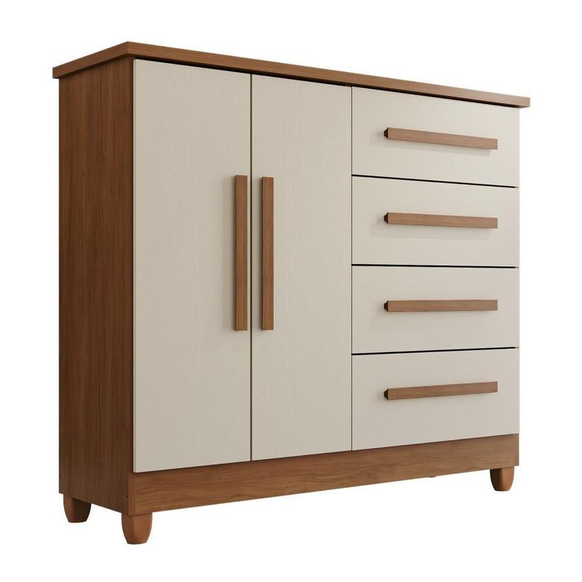 Cômoda Madri 4 Gavetas 2 Portas MDF Cinamomo Arenas Tudo De Móveis 114cm - imagem 3