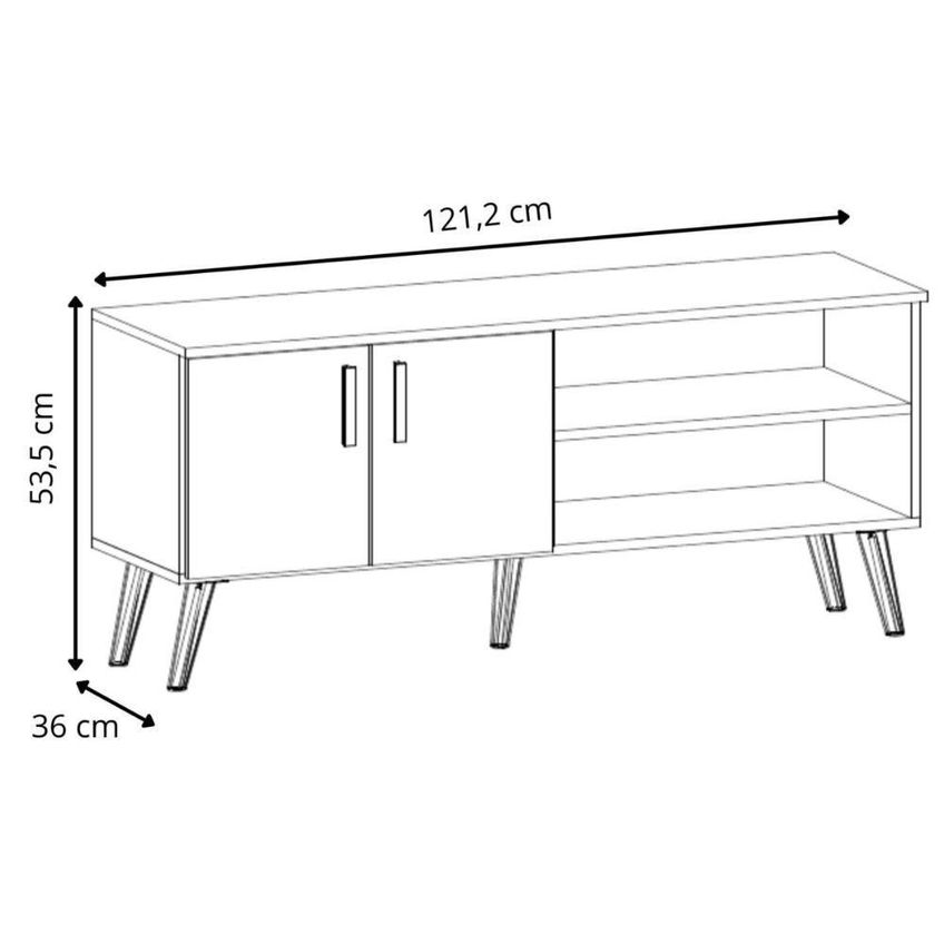 Rack Para TV Até 50 Polegadas CR45366 121,2cm MDP Com Nichos Fosco Mel Arenas Multimóveis - imagem 3