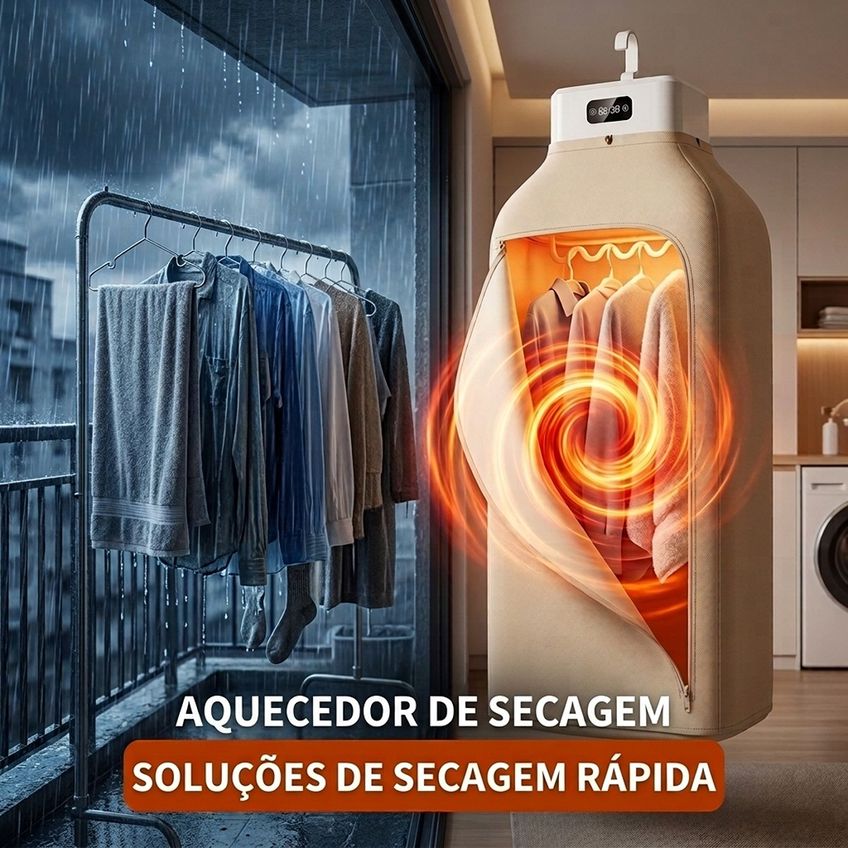 Secadora De Roupas Portátil Dobrável 600w 110v Com Timer - imagem 3