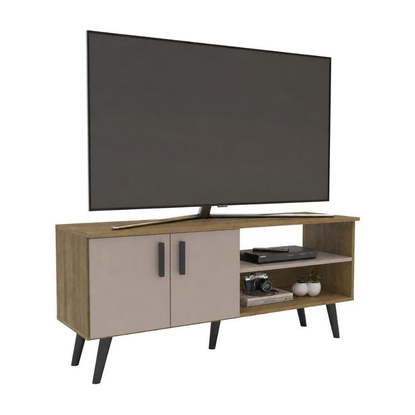 Rack Para TV Até 50 Polegadas CR45366 121,2cm MDP Com Nichos Fosco Mel Arenas Multimóveis - imagem 4