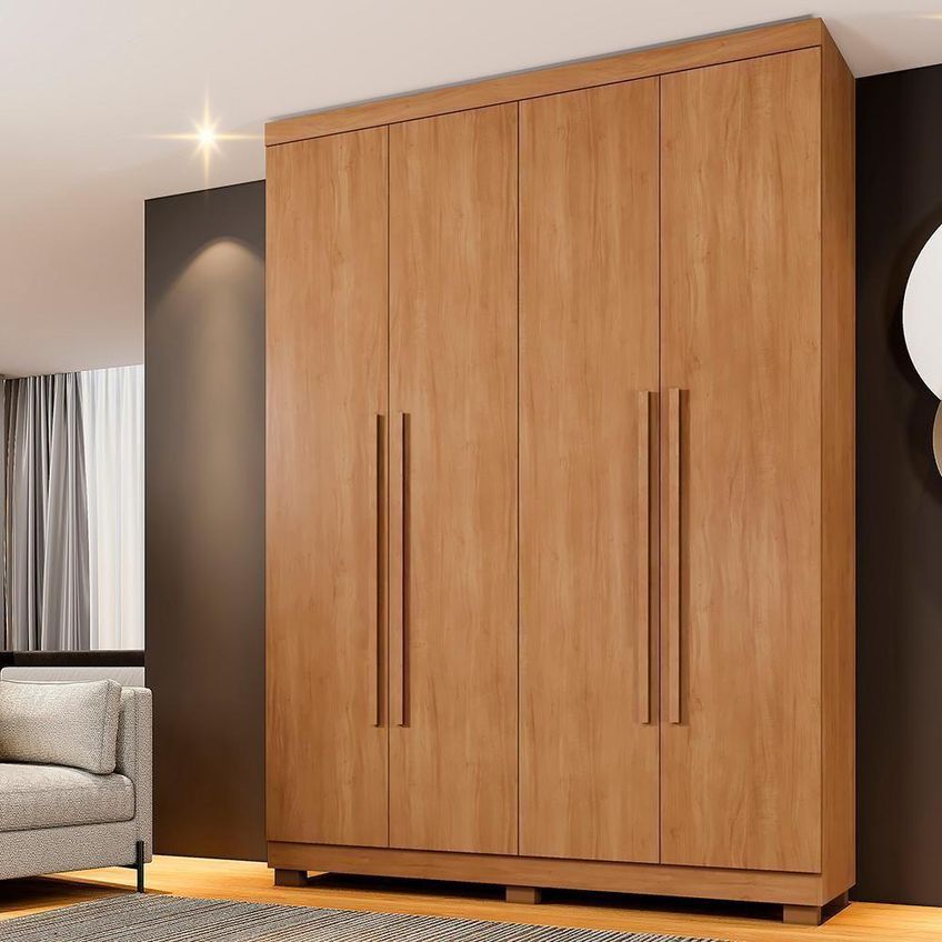 Guarda Roupa Casal New Supremo 4 Portas De Bater 3 Gavetas Mdp Cinamomo 140cm Supremo - imagem 3