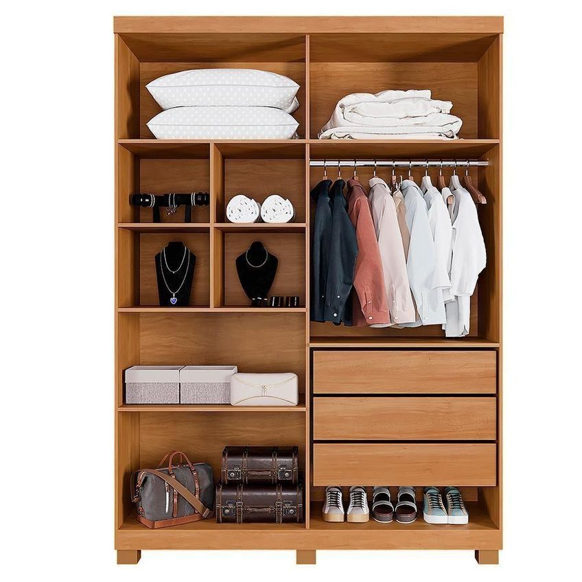 Guarda Roupa Casal New Supremo 4 Portas De Bater 3 Gavetas Mdp Cinamomo 140cm Supremo - imagem 4