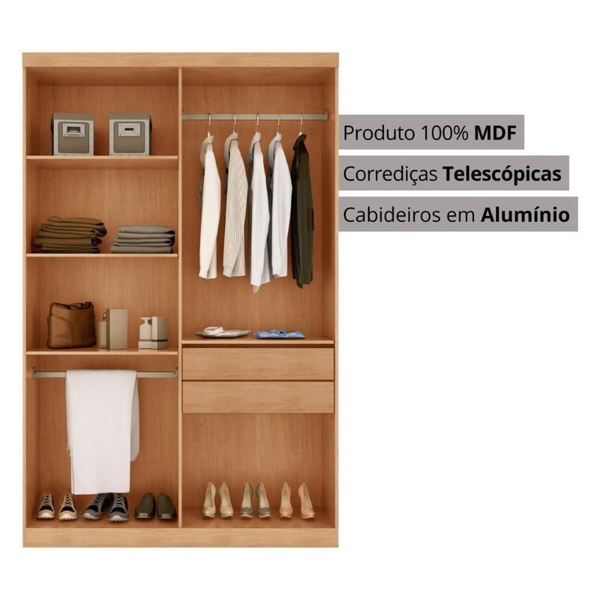 Guarda Roupa Solteiro CR35521 4 Portas De Bater 2 Gavetas MDF Laqueado Madeirado Off White - imagem 3