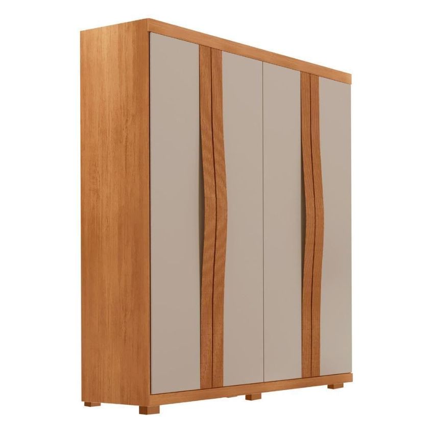 Guarda Roupa Solteiro CR35521 4 Portas De Bater 2 Gavetas MDF Laqueado Madeirado Off White - imagem 5